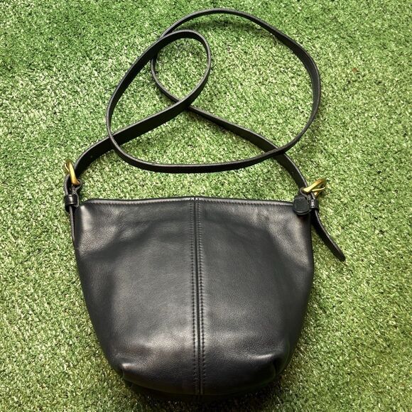 COACH Vintage Zip MacDougal Mini Bucket Sm Black/Navy Leather Crossbody Bag USA - Picture 1 of 11